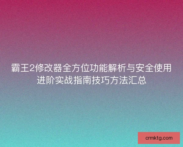 霸王2修改器全方位功能解析与安全使用进阶实战指南技巧方法汇总